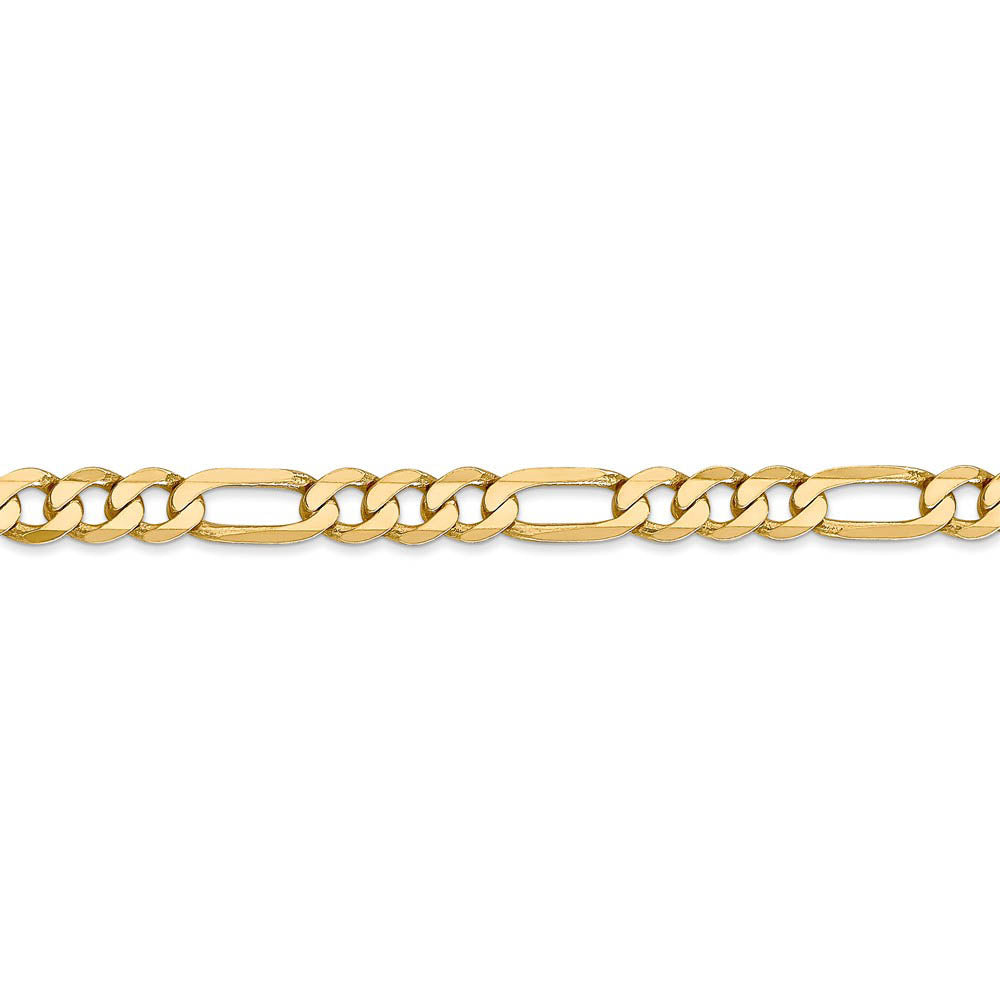 Alternate view of the 5.25mm, 14k Yellow Gold, Flat Figaro Chain Anklet or Bracelet by The Black Bow Jewelry Co.