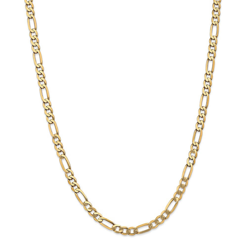 Alternate view of the 5.25mm, 14k Yellow Gold, Flat Figaro Chain Necklace by The Black Bow Jewelry Co.