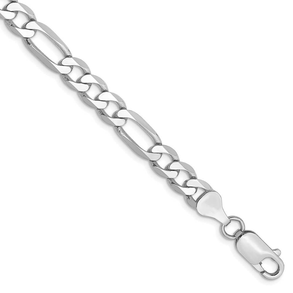 Men's 6mm, 14k White Gold, Flat Figaro Chain Bracelet, Item C8308-B by The Black Bow Jewelry Co.