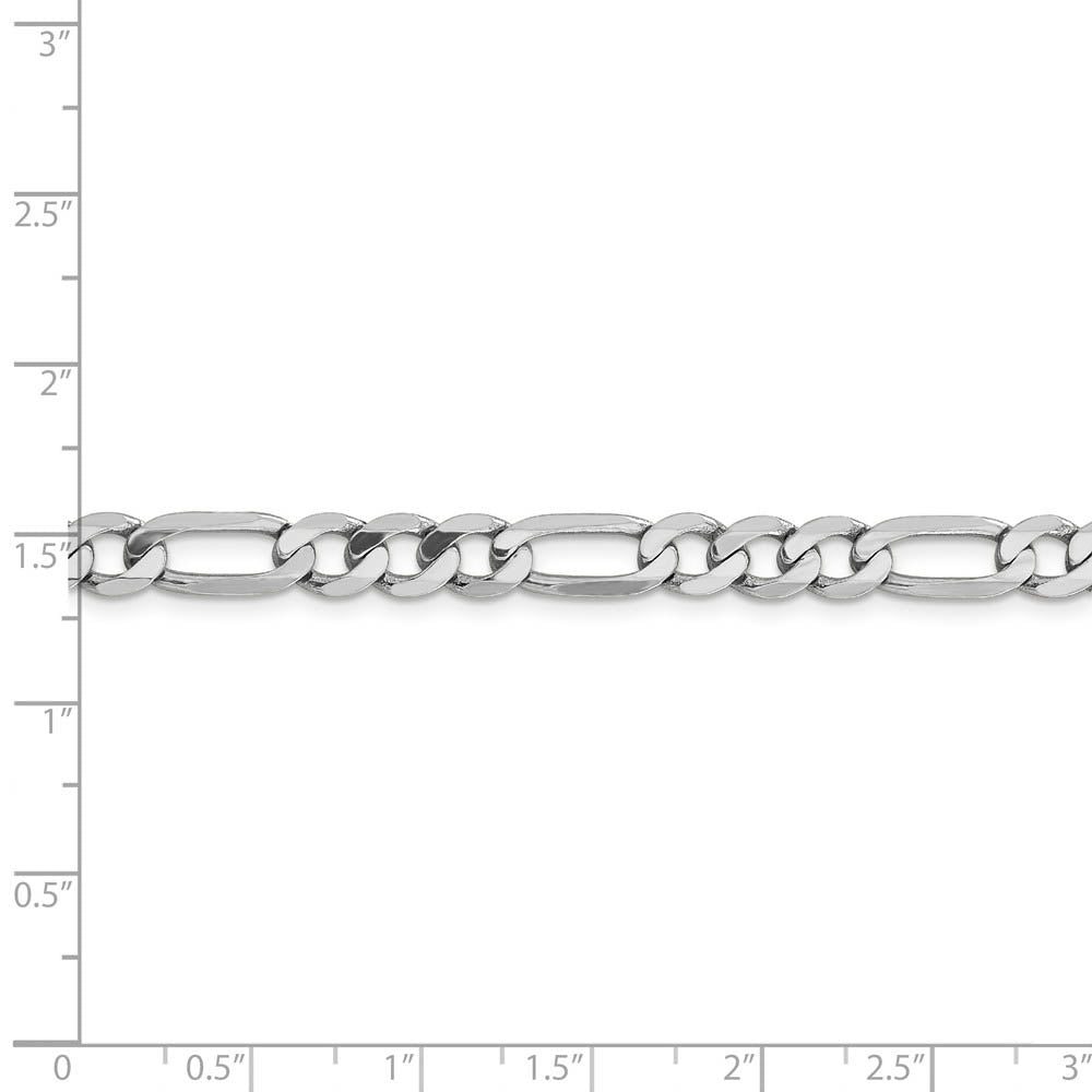 Alternate view of the Men's 6mm, 14k White Gold, Flat Figaro Chain Bracelet by The Black Bow Jewelry Co.