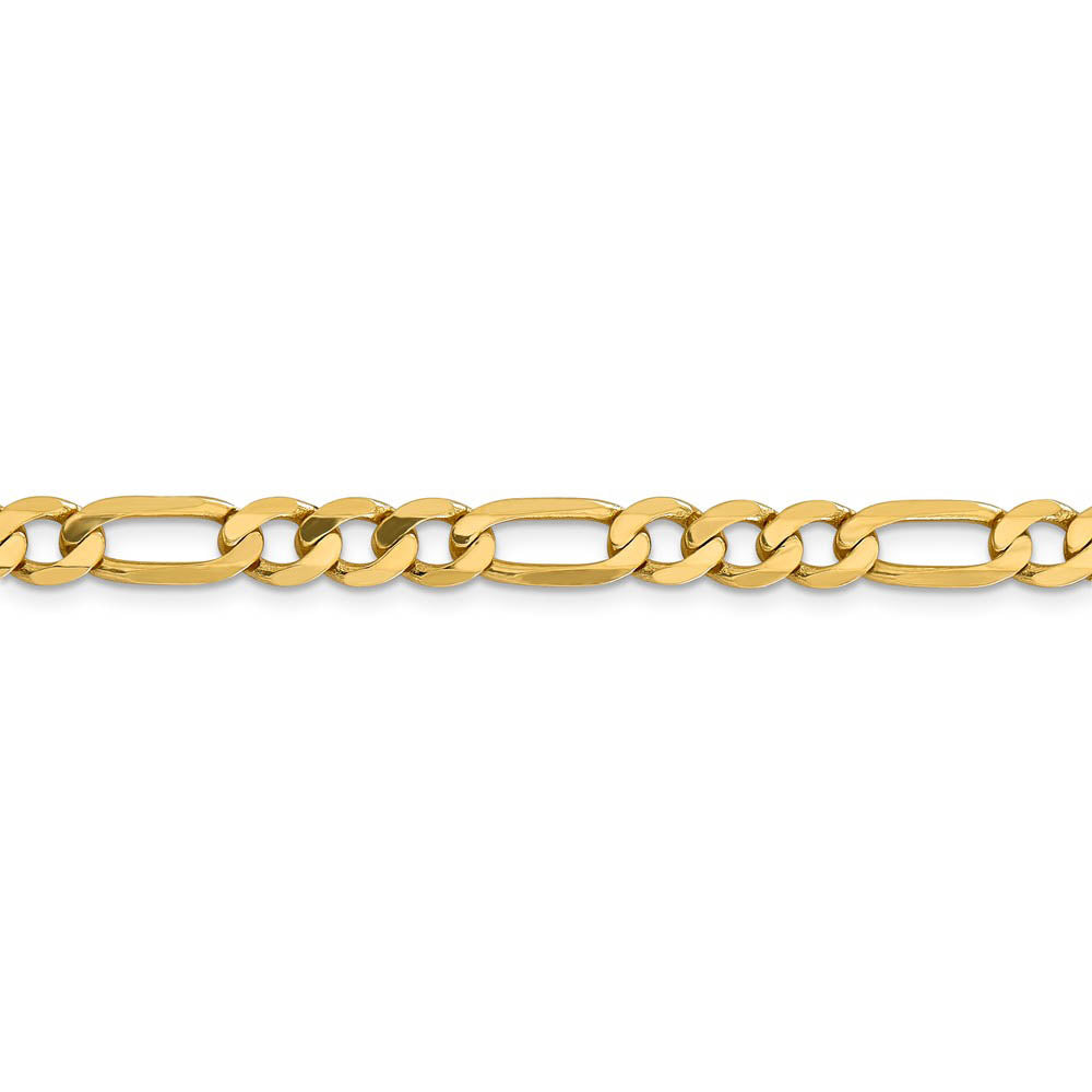 Alternate view of the Men's 6.25mm, 14k Yellow Gold, Flat Figaro Chain Bracelet by The Black Bow Jewelry Co.
