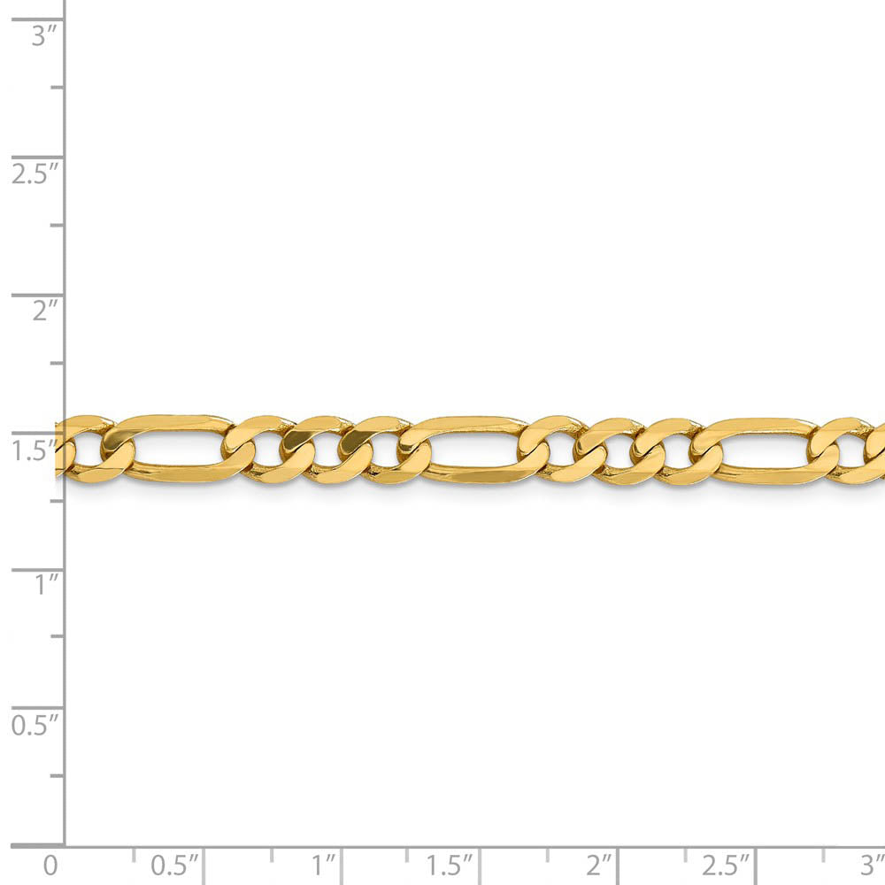 Alternate view of the Men's 6.25mm, 14k Yellow Gold, Flat Figaro Chain Bracelet by The Black Bow Jewelry Co.