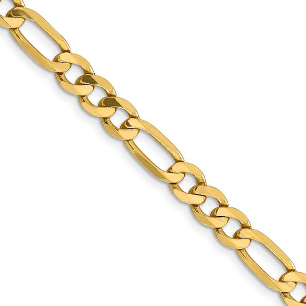 Men's 6.25mm, 14k Yellow Gold, Flat Figaro Chain Necklace
