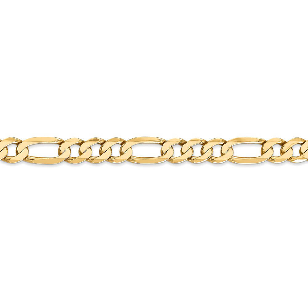 Alternate view of the Men's 7mm, 14k Yellow Gold, Flat Figaro Chain Bracelet by The Black Bow Jewelry Co.