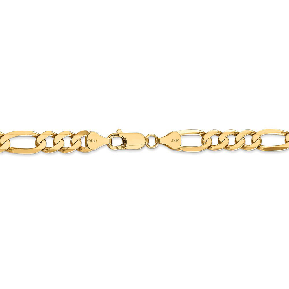 Alternate view of the Men's 7mm, 14k Yellow Gold, Flat Figaro Chain Bracelet by The Black Bow Jewelry Co.