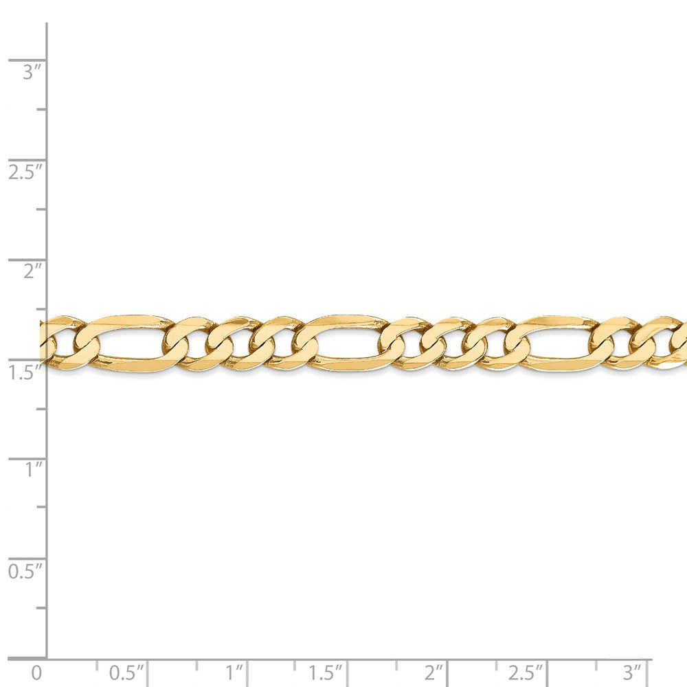 Alternate view of the Men's 7mm, 14k Yellow Gold, Flat Figaro Chain Bracelet by The Black Bow Jewelry Co.