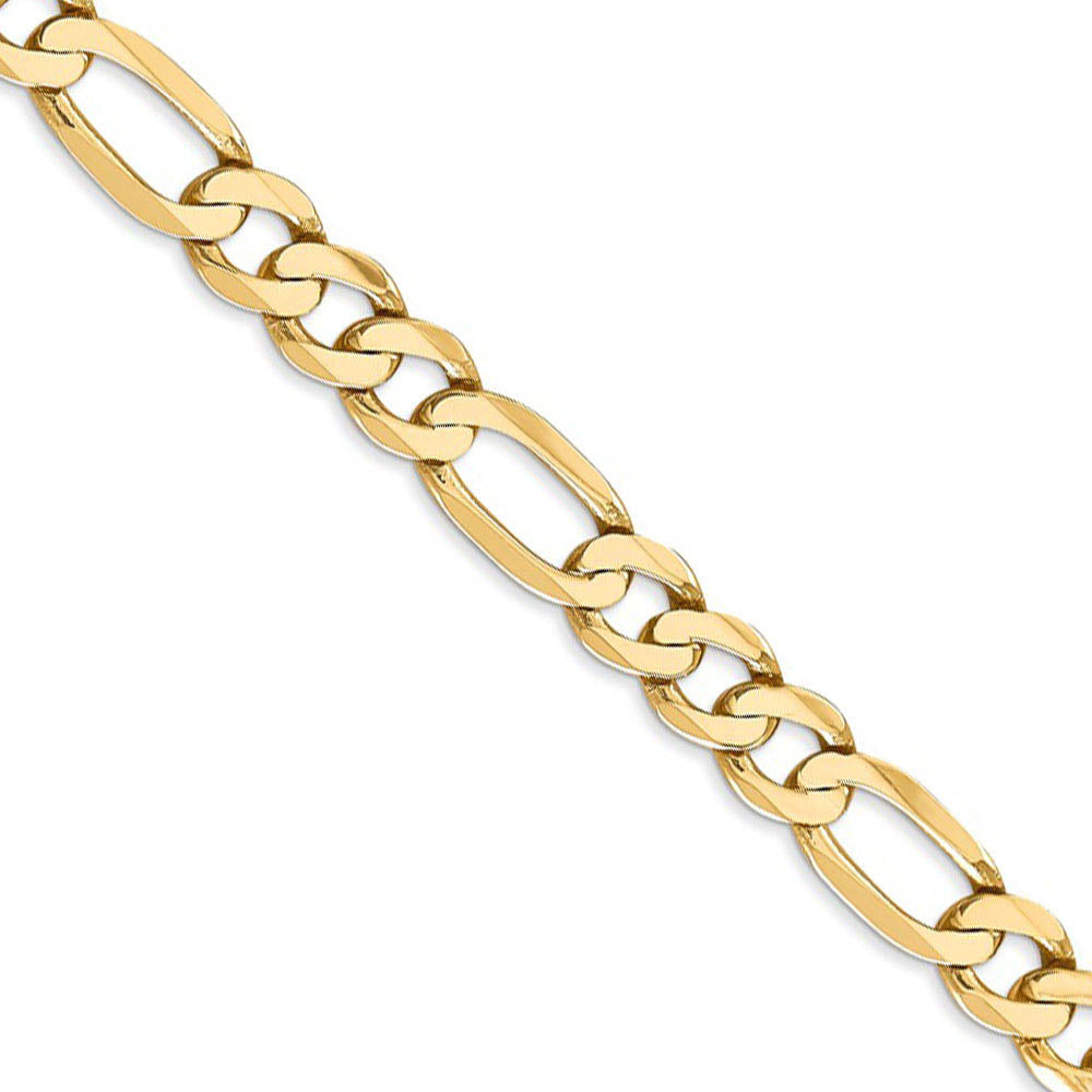 Men's 7mm, 14k Yellow Gold, Flat Figaro Chain Necklace