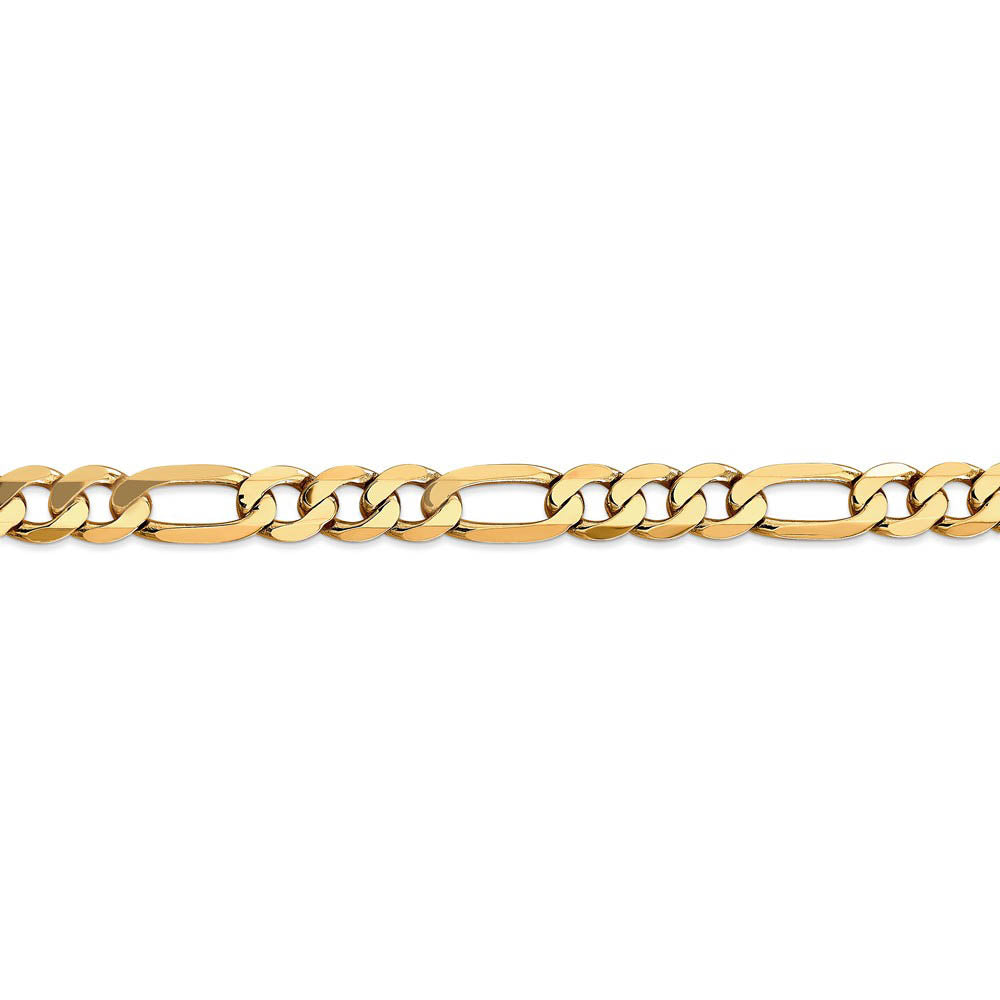 Alternate view of the Men's 7.5mm, 14k Yellow Gold, Flat Figaro Chain Bracelet by The Black Bow Jewelry Co.