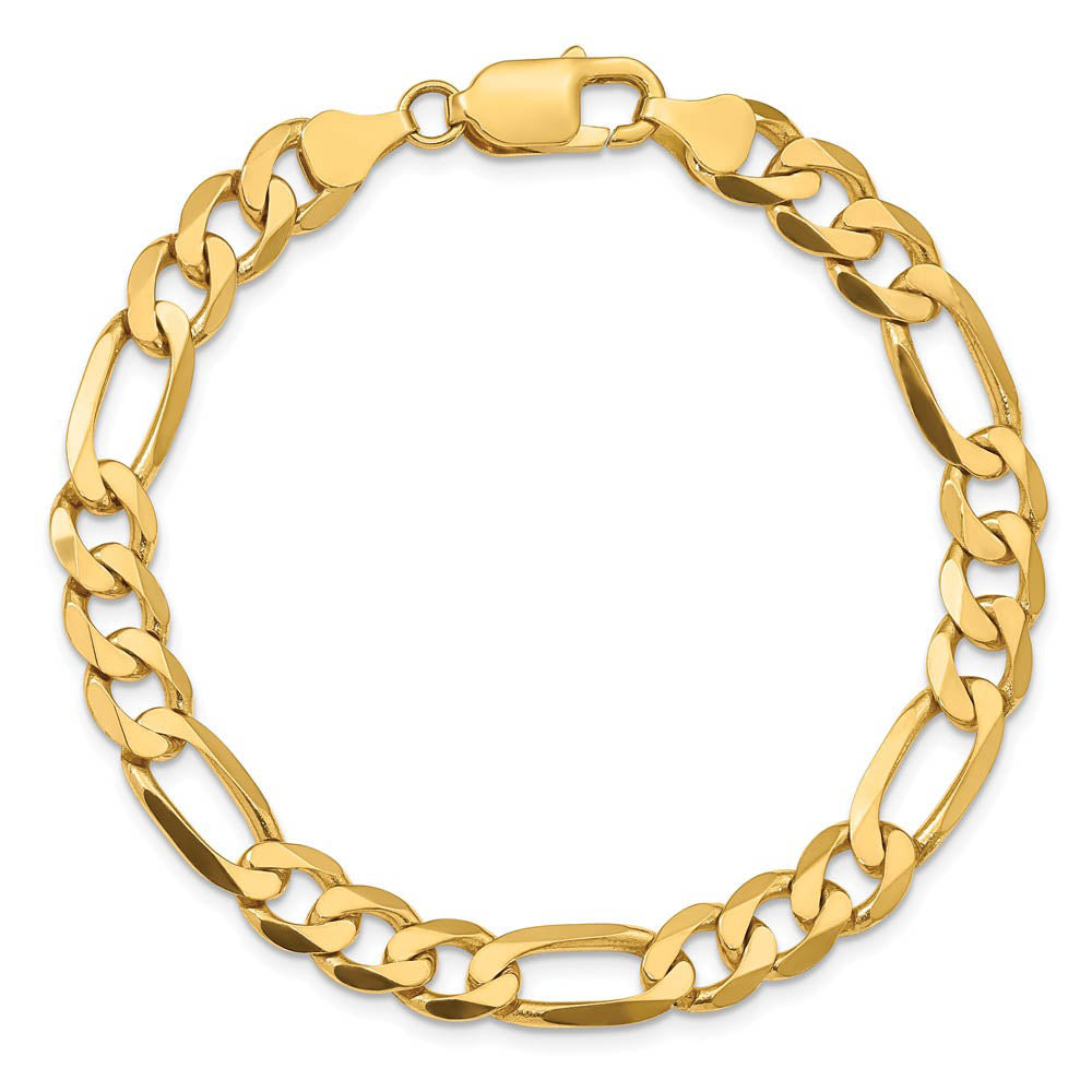 Alternate view of the Men's 7.5mm, 14k Yellow Gold, Flat Figaro Chain Bracelet by The Black Bow Jewelry Co.