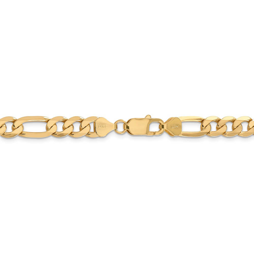 Alternate view of the Men's 7.5mm, 14k Yellow Gold, Flat Figaro Chain Necklace by The Black Bow Jewelry Co.