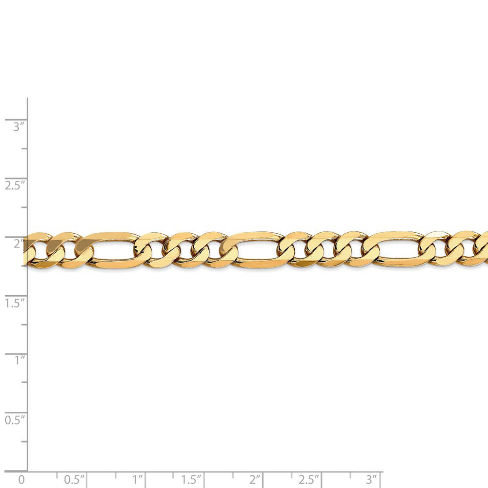 Alternate view of the Men's 7.5mm, 14k Yellow Gold, Flat Figaro Chain Necklace by The Black Bow Jewelry Co.