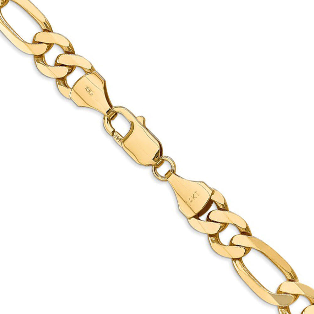 Men's 8.75mm, 14k Yellow Gold, Flat Figaro Chain Bracelet, Item C8312-B by The Black Bow Jewelry Co.