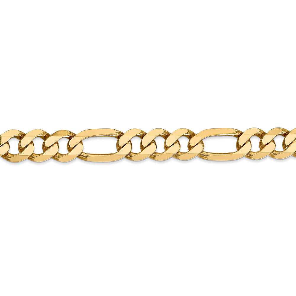 Alternate view of the Men's 8.75mm, 14k Yellow Gold, Flat Figaro Chain Bracelet by The Black Bow Jewelry Co.