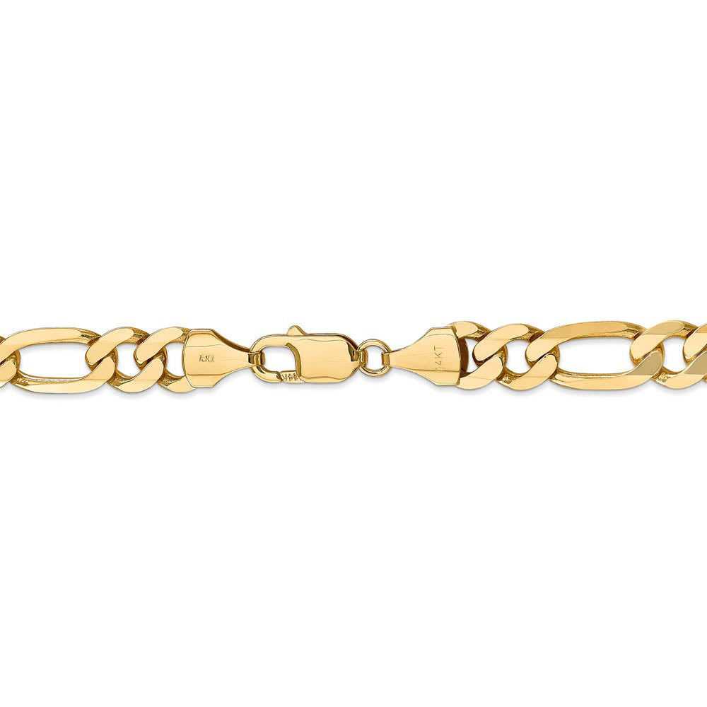 Alternate view of the Men's 8.75mm, 14k Yellow Gold, Flat Figaro Chain Necklace by The Black Bow Jewelry Co.