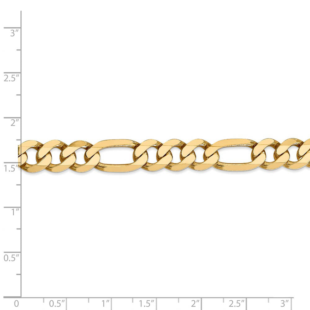 Alternate view of the Men's 8.75mm, 14k Yellow Gold, Flat Figaro Chain Necklace by The Black Bow Jewelry Co.