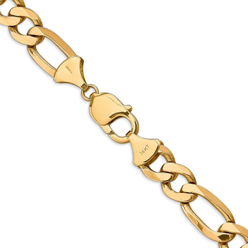 10mm, 14k Yellow Gold, Flat Figaro Chain Bracelet, Item C8313-B by The Black Bow Jewelry Co.