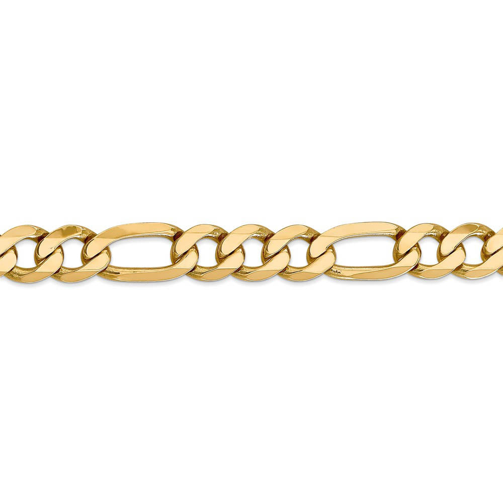 Alternate view of the 10mm, 14k Yellow Gold, Flat Figaro Chain Bracelet by The Black Bow Jewelry Co.