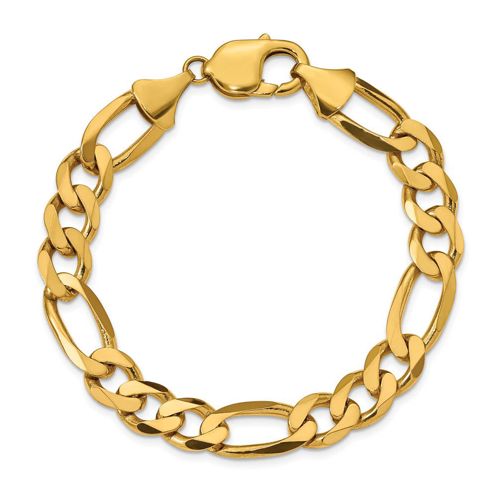 Alternate view of the 10mm, 14k Yellow Gold, Flat Figaro Chain Bracelet by The Black Bow Jewelry Co.
