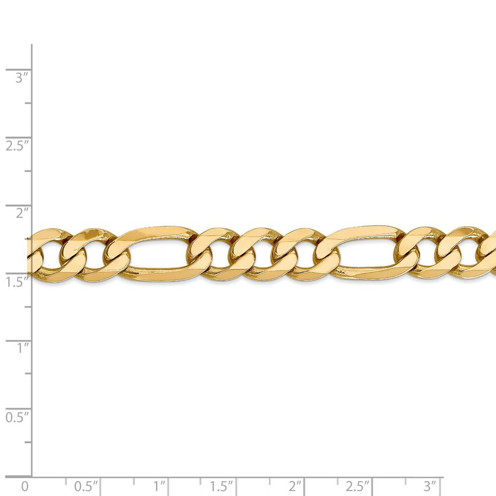 Alternate view of the 10mm, 14k Yellow Gold, Flat Figaro Chain Bracelet by The Black Bow Jewelry Co.