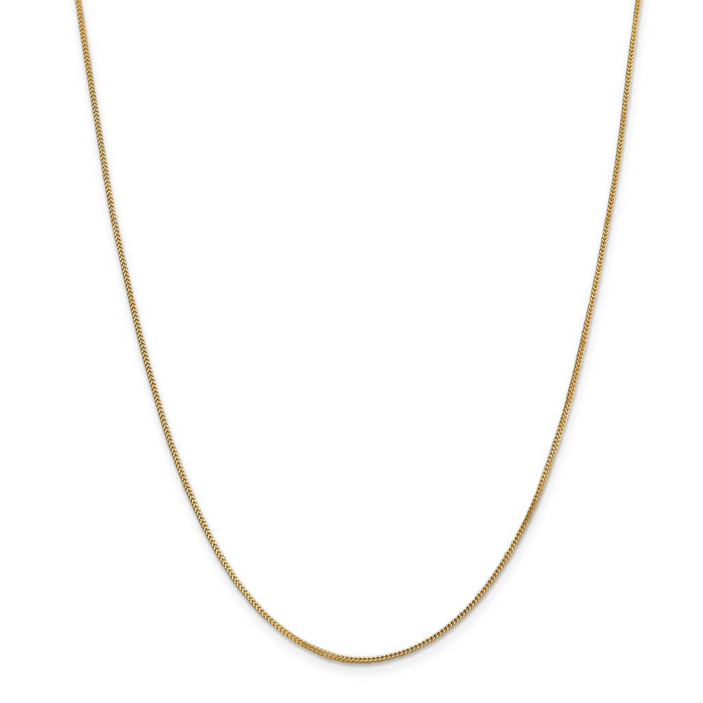 Alternate view of the 0.9mm, 14k Yellow Gold, Solid Franco Chain Necklace by The Black Bow Jewelry Co.