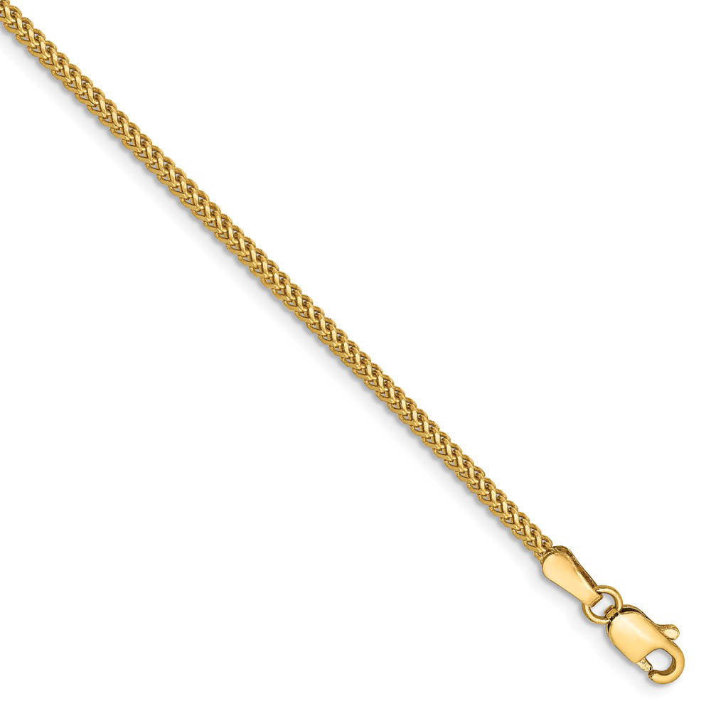 1.3mm, 14k Yellow Gold, Solid Franco Chain Bracelet, Item C8318-B by The Black Bow Jewelry Co.