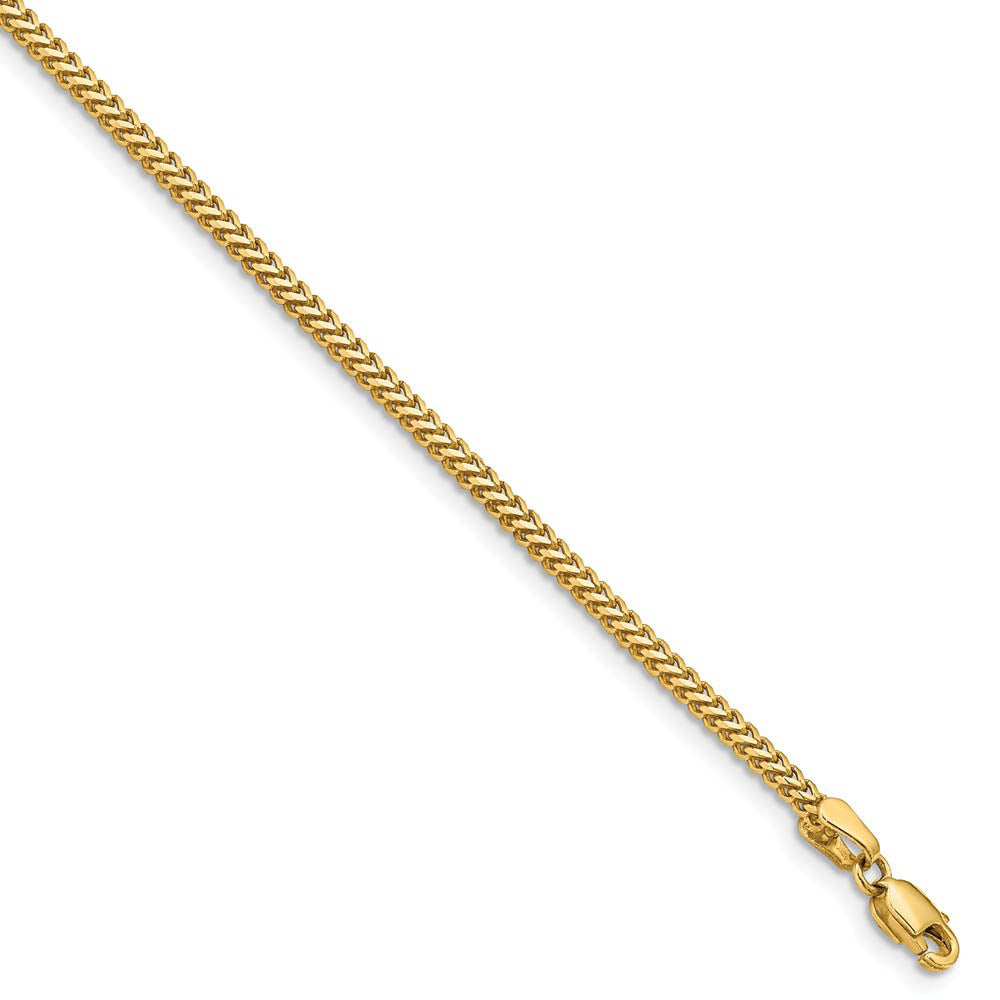 1.5mm, 14k Yellow Gold, Solid Franco Chain Bracelet, Item C8320-B by The Black Bow Jewelry Co.