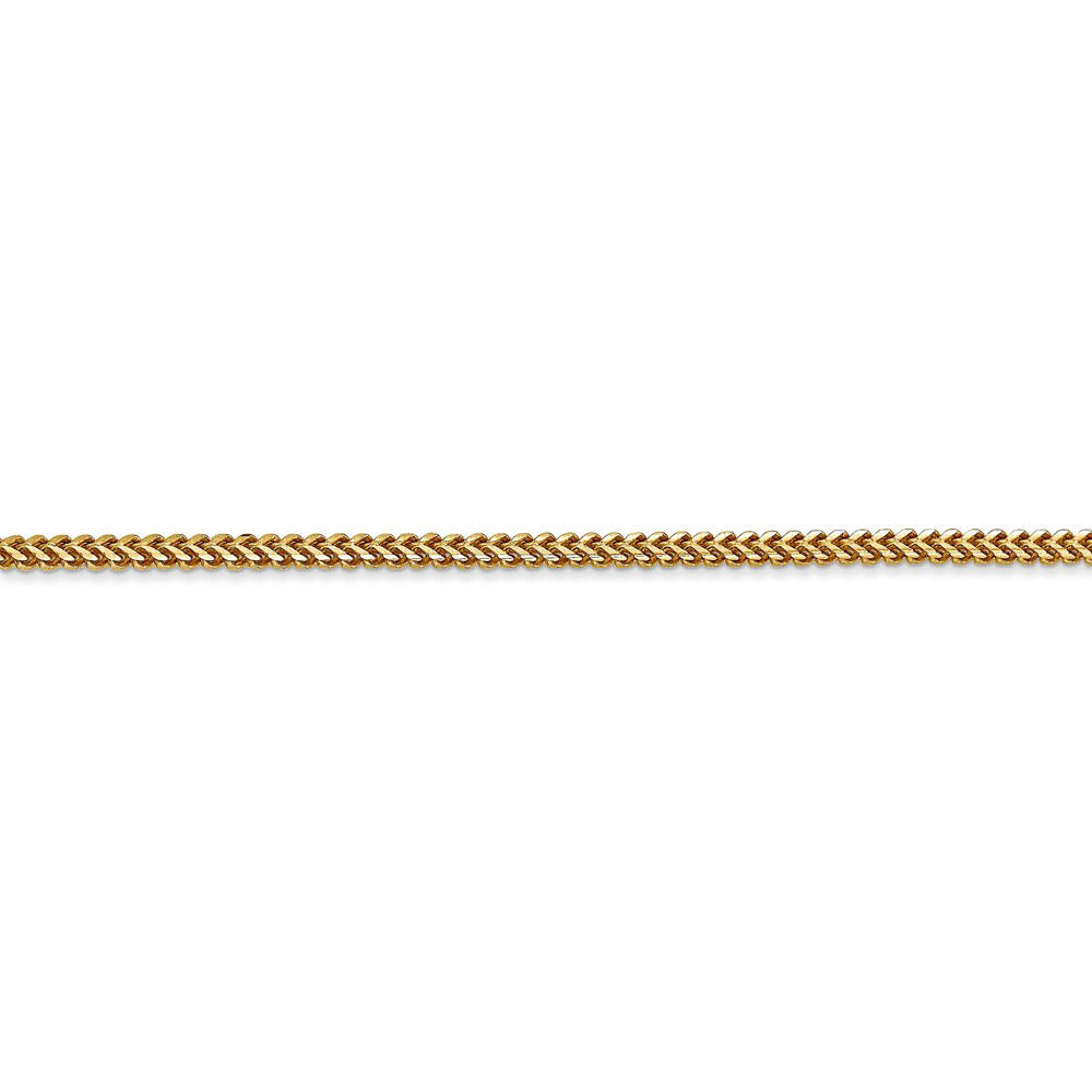 Alternate view of the 1.5mm, 14k Yellow Gold, Solid Franco Chain Bracelet by The Black Bow Jewelry Co.