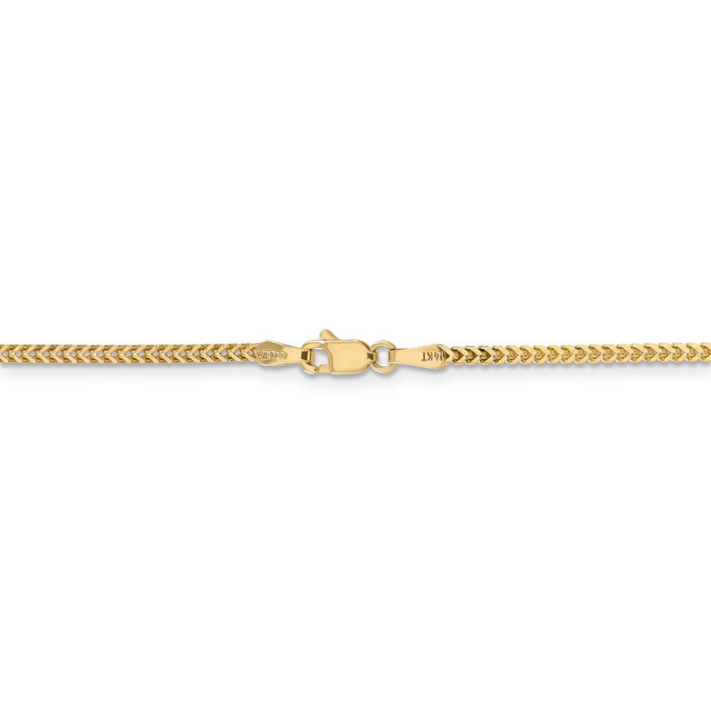 Alternate view of the 1.5mm, 14k Yellow Gold, Solid Franco Chain Bracelet by The Black Bow Jewelry Co.