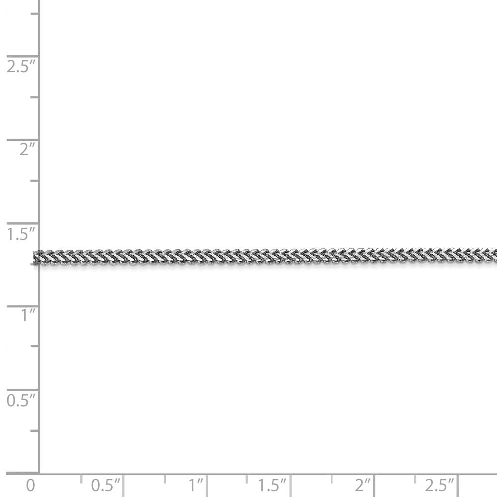 Alternate view of the 1.5mm, 14k White Gold, Solid Franco Chain Bracelet, 7 Inch by The Black Bow Jewelry Co.