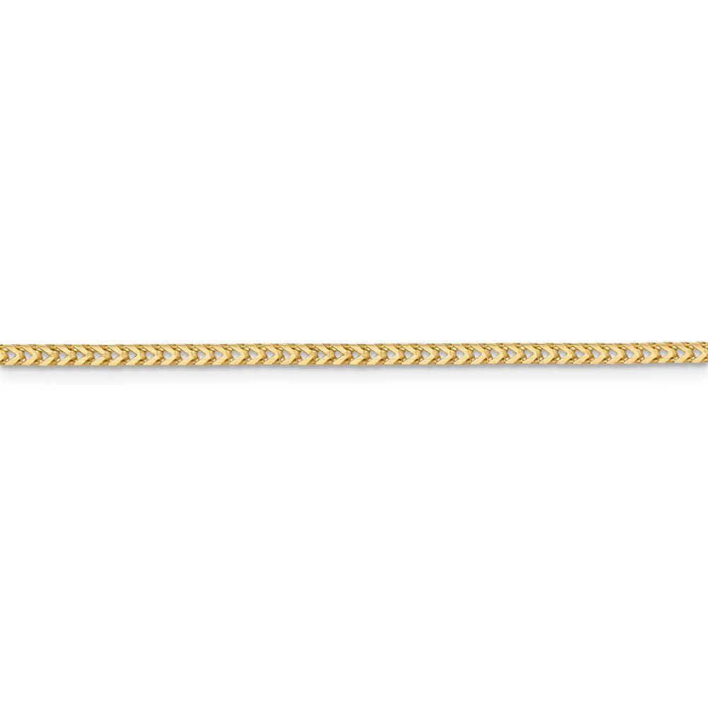 Alternate view of the 2mm, 14k Yellow Gold, Solid Franco Chain Bracelet by The Black Bow Jewelry Co.