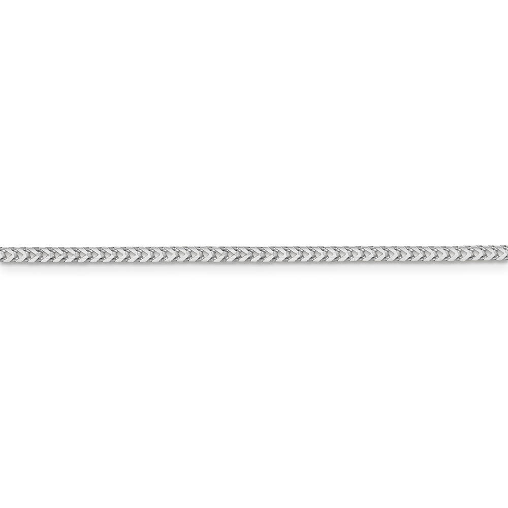 Alternate view of the 2mm, 14k White Gold, Solid Franco Chain Bracelet by The Black Bow Jewelry Co.