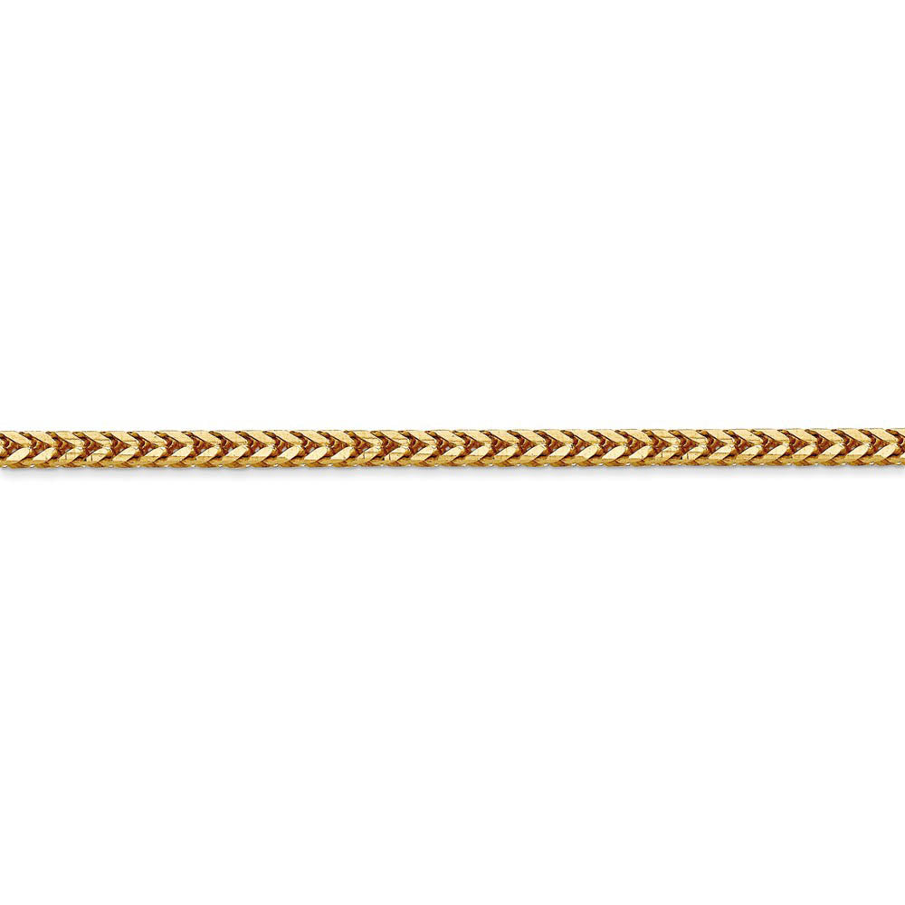 Alternate view of the 2.5mm, 14k Yellow Gold, Solid Franco Chain Bracelet by The Black Bow Jewelry Co.