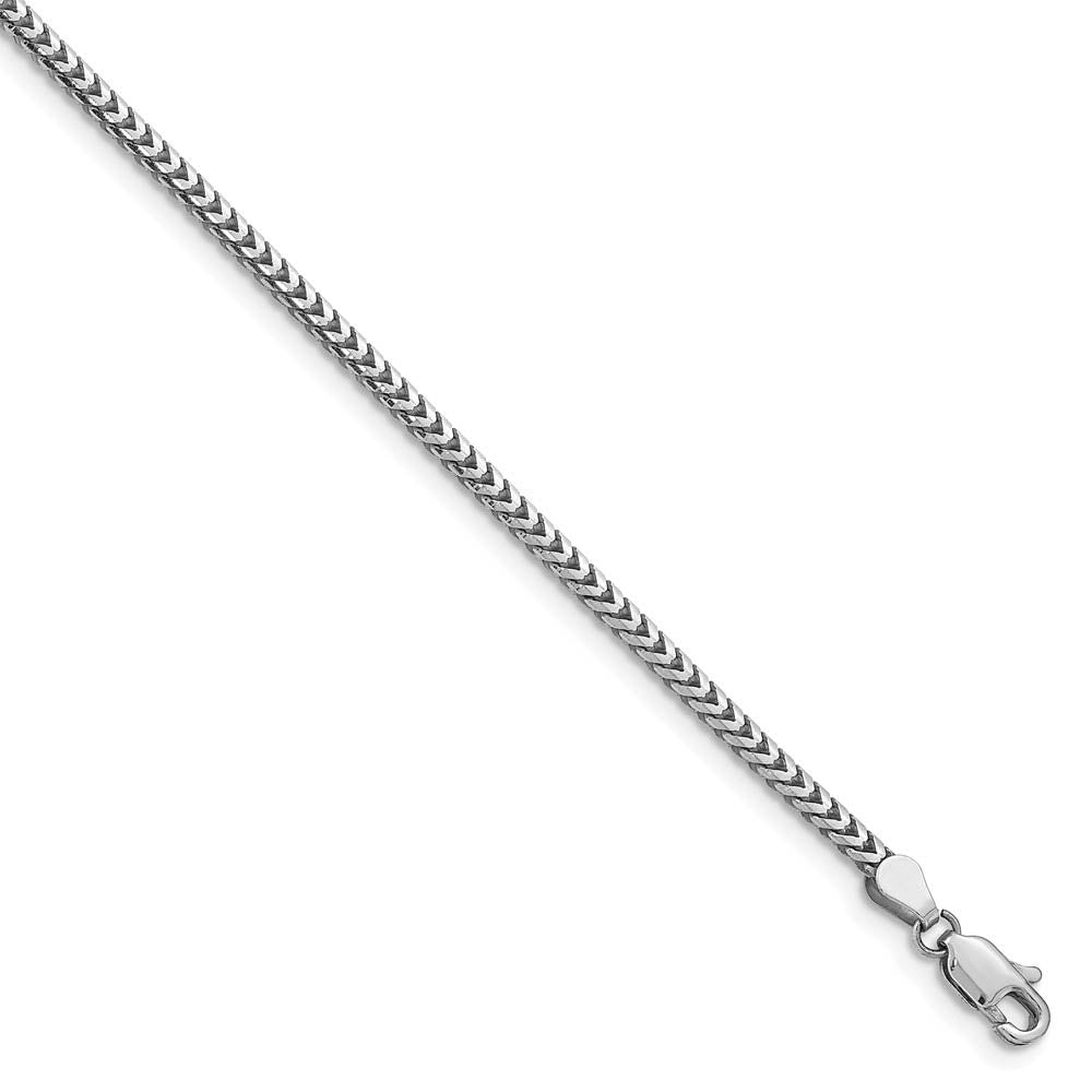 2.5mm, 14k White Gold, Solid Franco Chain Bracelet