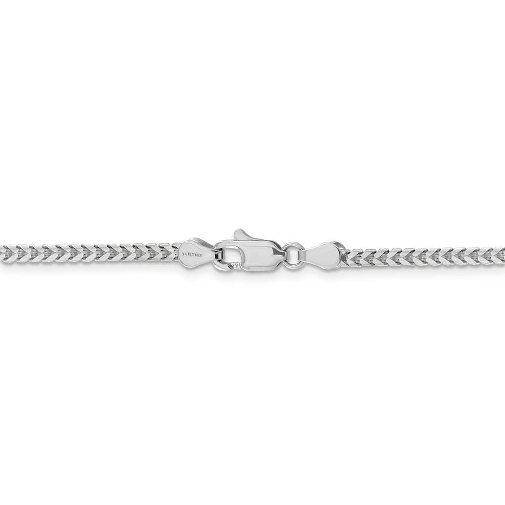 Alternate view of the 2.5mm, 14k White Gold, Solid Franco Chain Necklace by The Black Bow Jewelry Co.