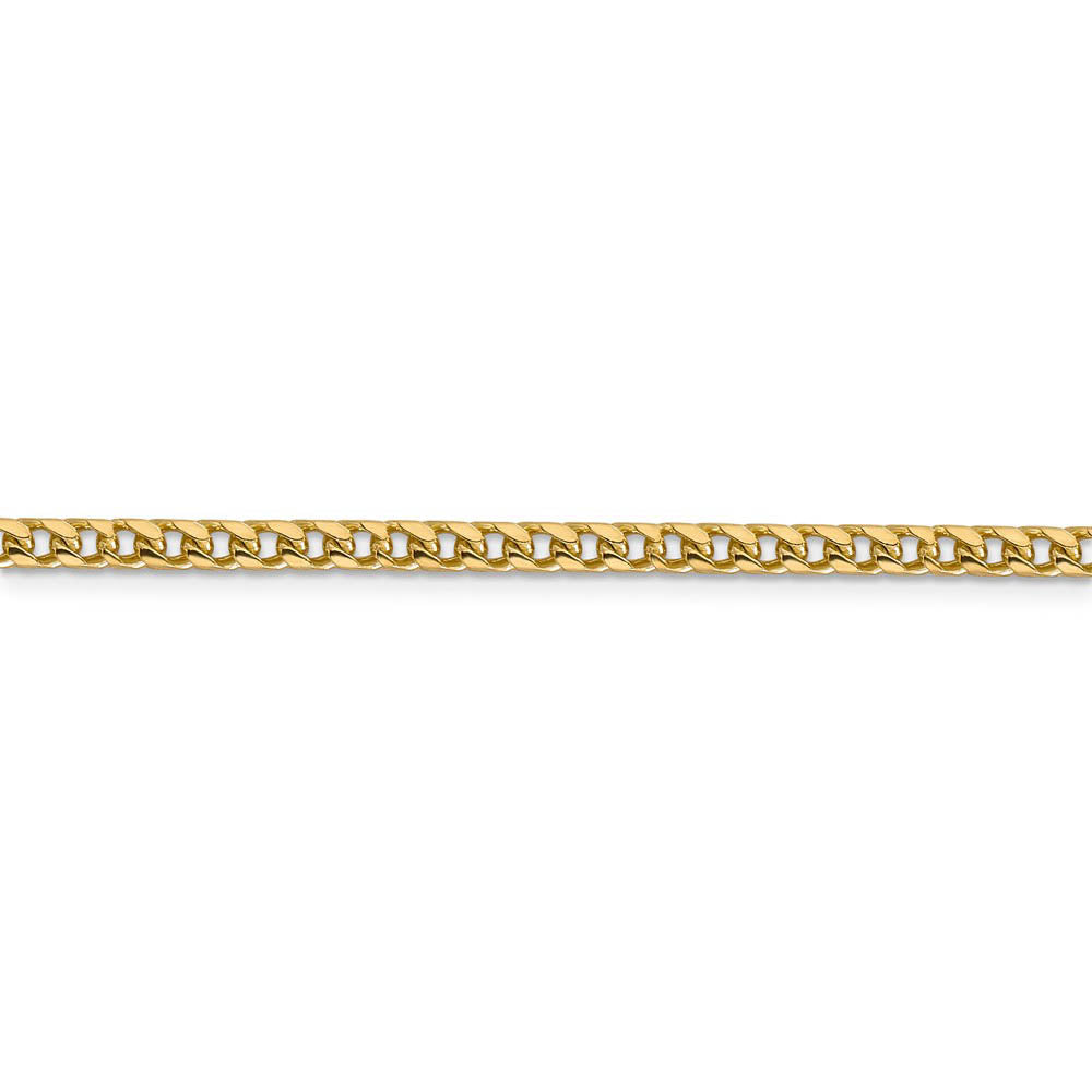 Alternate view of the 3mm, 14k Yellow Gold, Solid Franco Chain Anklet or Bracelet by The Black Bow Jewelry Co.