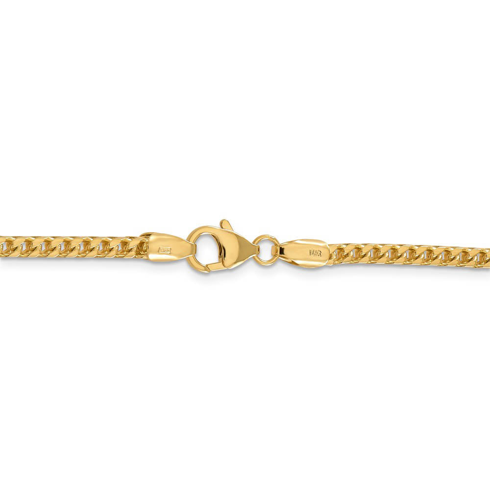 Alternate view of the 3mm, 14k Yellow Gold, Solid Franco Chain Anklet or Bracelet by The Black Bow Jewelry Co.