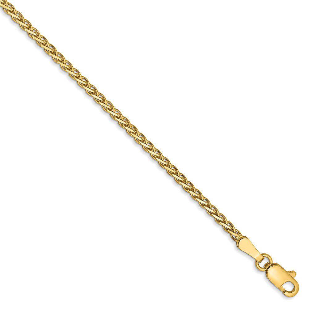 1.8mm, 14k Yellow Gold, Flat Wheat Chain Bracelet, 7 Inch, Item C8328-07 by The Black Bow Jewelry Co.