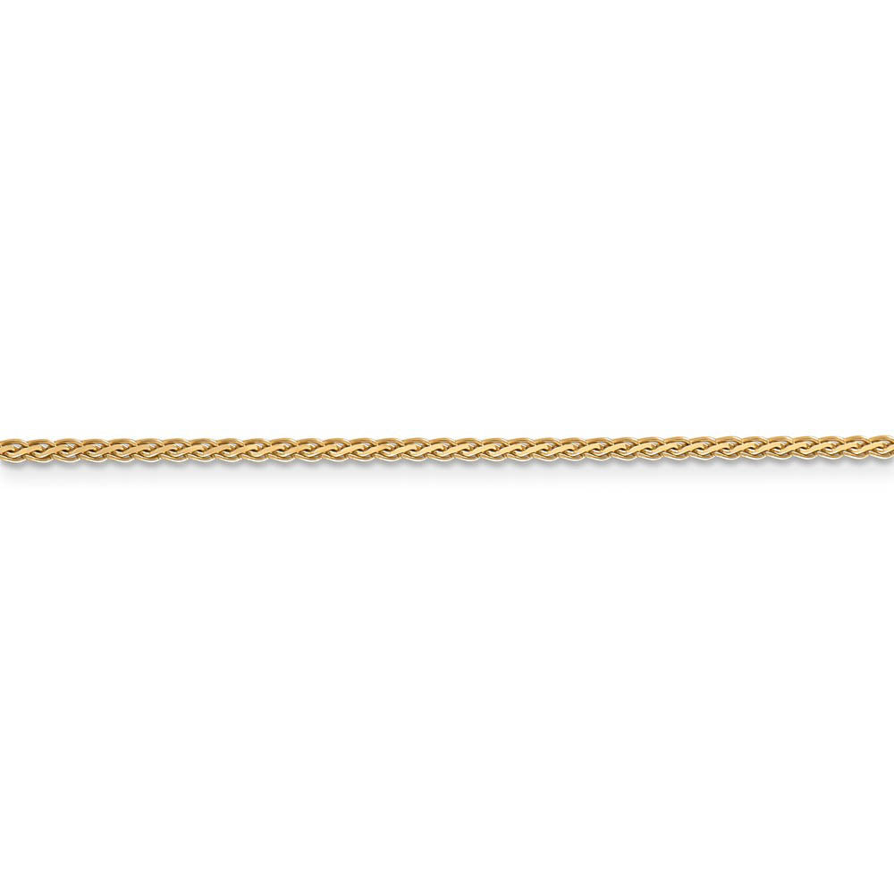 Alternate view of the 1.8mm, 14k Yellow Gold, Flat Wheat Chain Bracelet, 7 Inch by The Black Bow Jewelry Co.
