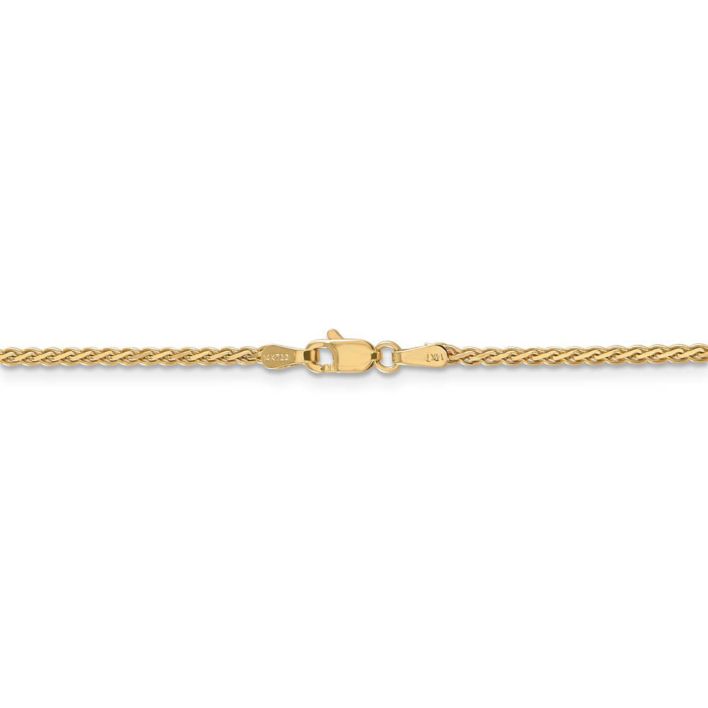 Alternate view of the 1.8mm, 14k Yellow Gold, Flat Wheat Chain Necklace by The Black Bow Jewelry Co.