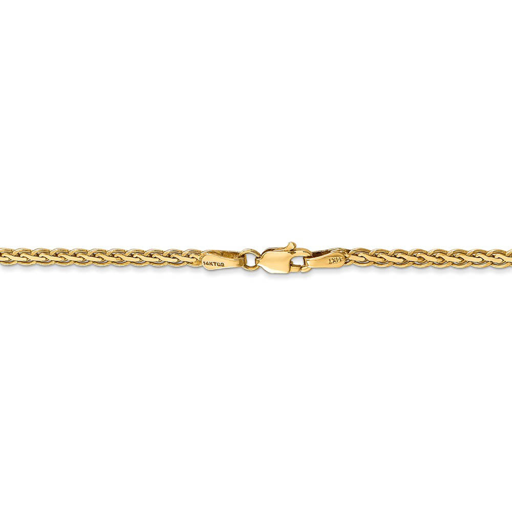 Alternate view of the 2.5mm, 14k Yellow Gold, Flat Wheat Chain Bracelet, 7 Inch by The Black Bow Jewelry Co.