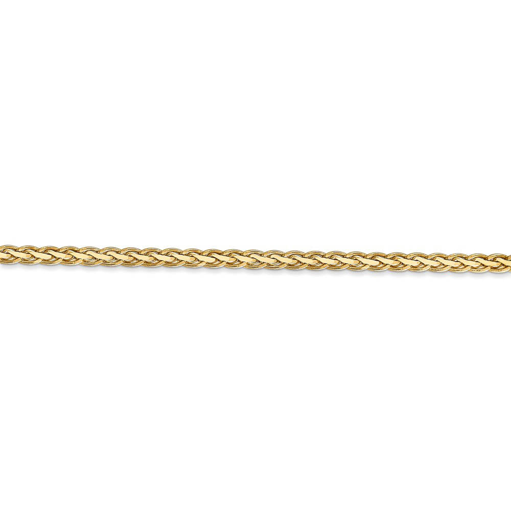 Alternate view of the 3mm, 14k Yellow Gold, Flat Wheat Chain Bracelet, 7 Inch by The Black Bow Jewelry Co.