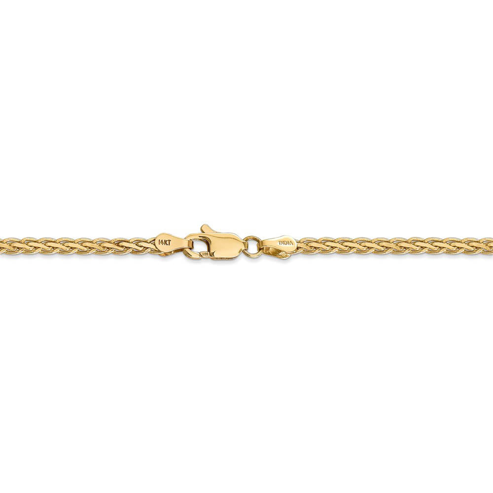 Alternate view of the 3mm, 14k Yellow Gold, Flat Wheat Chain Bracelet, 7 Inch by The Black Bow Jewelry Co.