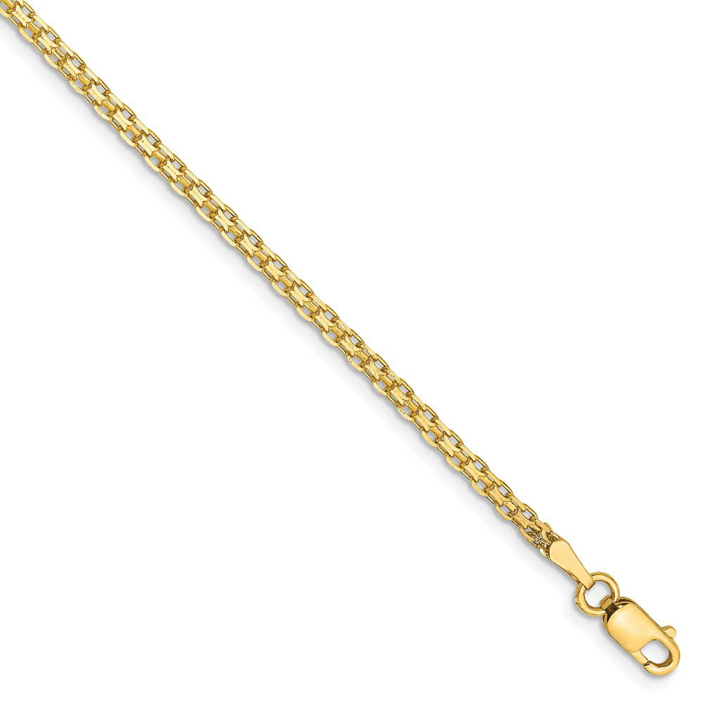 2mm, 14k Yellow Gold, Flat Bismark Mesh Chain Anklet or Bracelet, Item C8337-B by The Black Bow Jewelry Co.