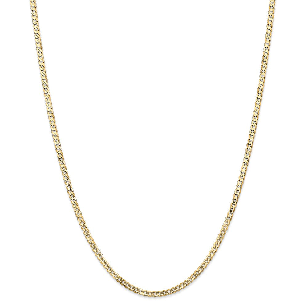 Alternate view of the 3mm, 14k Yellow Gold, Open Concave Curb Chain Necklace by The Black Bow Jewelry Co.