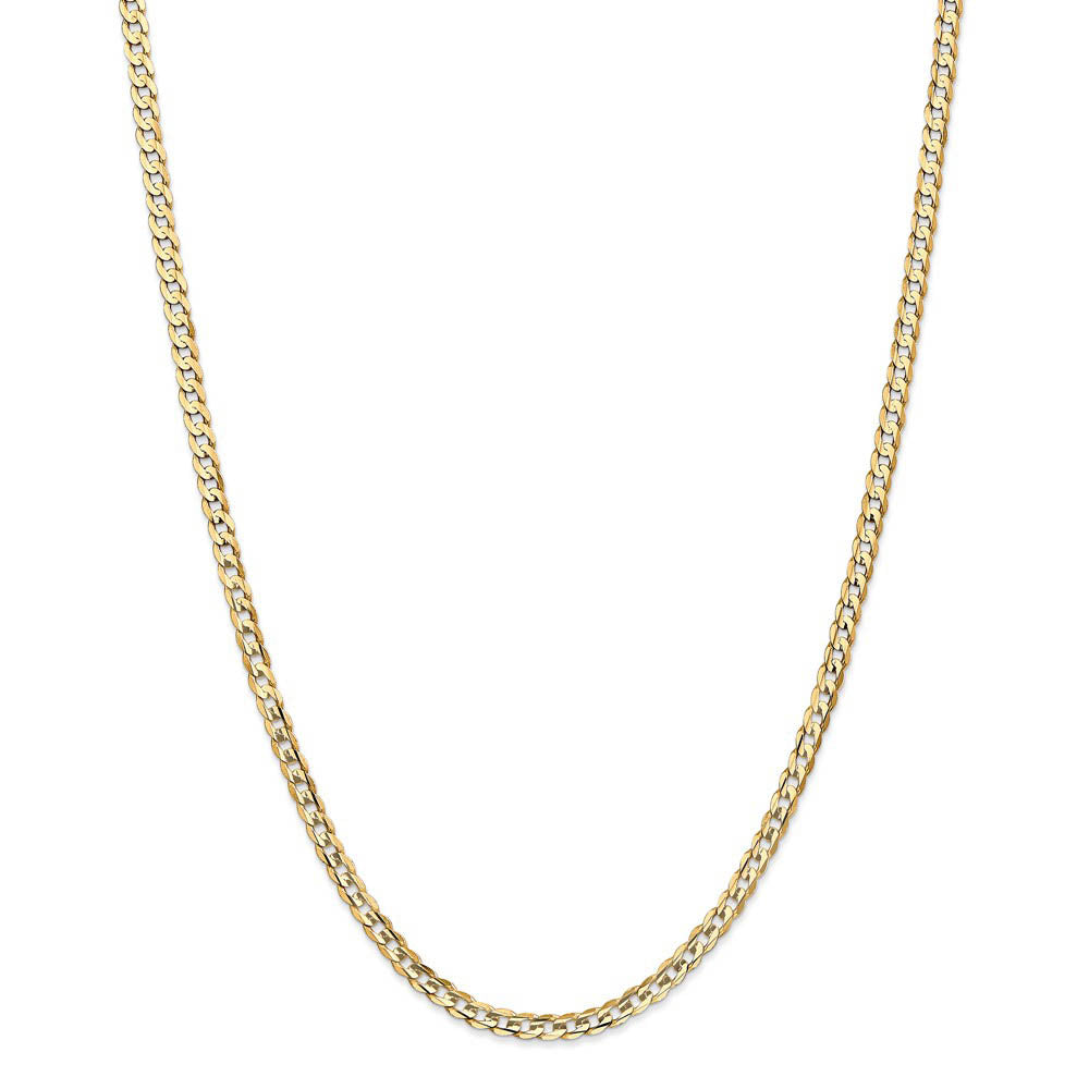 Alternate view of the 3.8mm, 14k Yellow Gold, Open Concave Curb Chain Necklace by The Black Bow Jewelry Co.