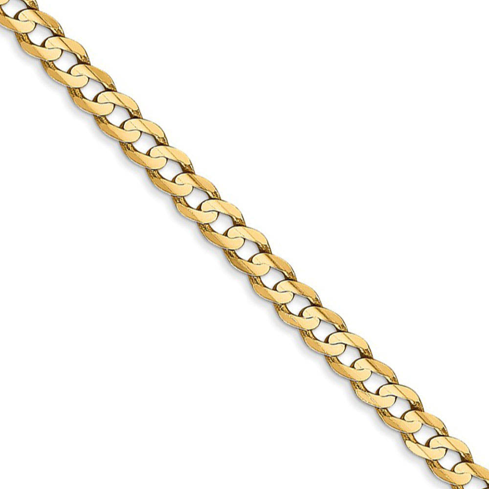 3.8mm, 14k Yellow Gold, Open Concave Curb Chain Necklace