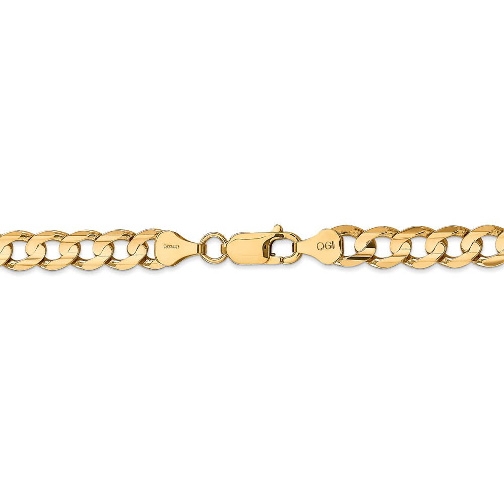 Alternate view of the Men's 6.75mm 14k Yellow Gold Open Concave Curb Chain Bracelet by The Black Bow Jewelry Co.