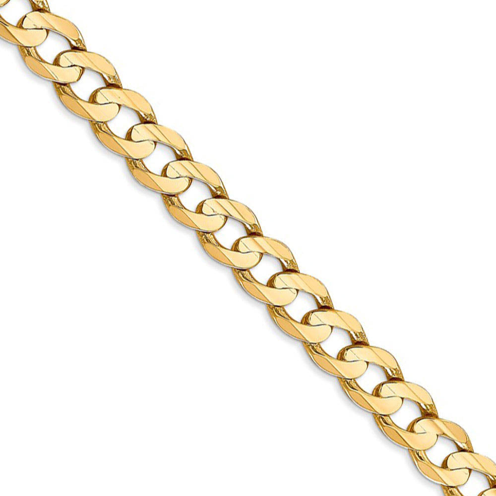 Men's 6.75mm 14k Yellow Gold Open Concave Curb Chain Necklace, Item C8354 by The Black Bow Jewelry Co.