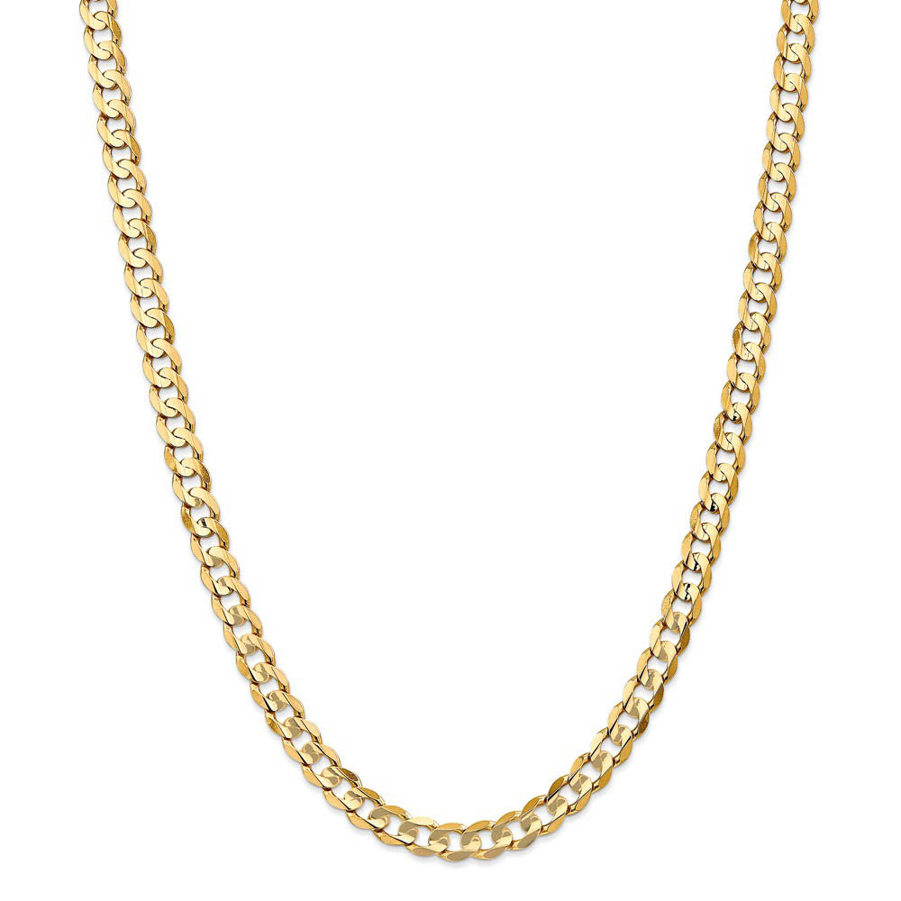 Alternate view of the Men's 6.75mm 14k Yellow Gold Open Concave Curb Chain Necklace by The Black Bow Jewelry Co.