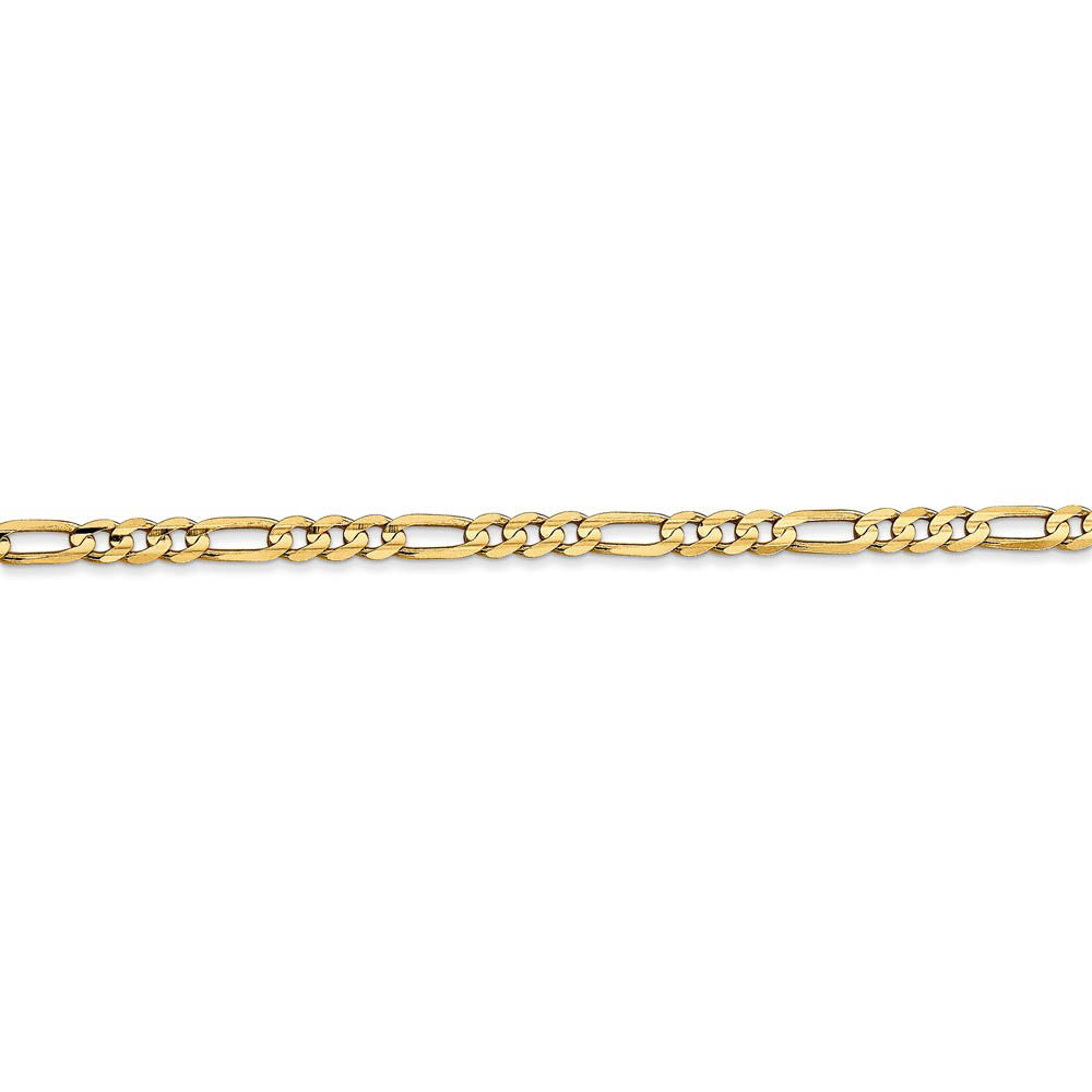 Alternate view of the 3mm, 14k Yellow Gold, Open Concave Figaro Chain Bracelet by The Black Bow Jewelry Co.